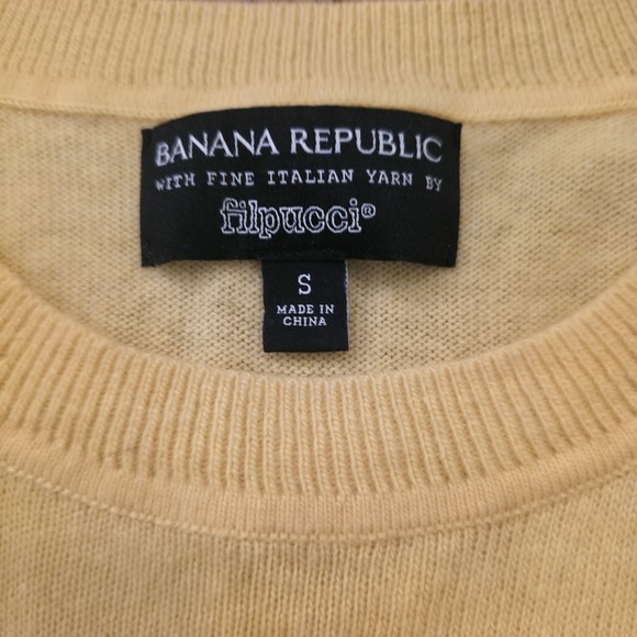 BANANA REPUBLIC‎ S Butter Yellow Filpucci Merino Wool Cashmere Sweater Coquette - Picture 3 of 8